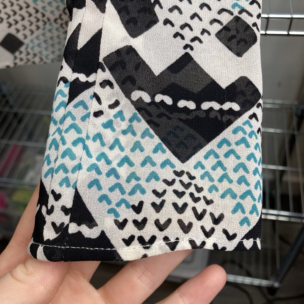 Reiss Womens Livinia Geometric Print Top Size 8 Old Money Career Classic Refined - Picture 9 of 11